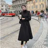 Wftgb Primavera Outono Feminino Cores Correspondentes Blusão de Comprimento Médio Sobretudo Longo Trench Coat (cor d Tamanho l Código)