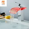 Bathroom Sink Faucets LED Basin Faucet Temperature Colors Change Mixer Tap Deck Mounted Wash Glass Taps And Cold