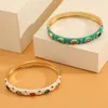Bangle Vintage Classic Wide Bracelet Bangles For Women Trend Luxury Colorful Zircon Inlay Bacelets Fashion Gold Jewelry Accessories 1Pc