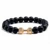 Strand Natural Black Volcanic Lava Stone Dumbbell Bracelet Fashion Matte Beads Bracelets For Women Men Pulseras Mujer Bijoux Femme