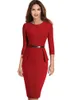 Robes Niceforever Vintage Elegant Wear pour travailler avec Belt Peplum Vestidos Business Party Bodycon Body Office Women Dress B473