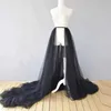 Dresses Elegant Black White Detachable Skirt Long Train Tulle Wedding Overskirts Custom Made Overlay Elastic Waist 5 Layers Tutu Women