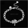 Charm Armband Fashion Tree of Life Charms Armband 925 Link Chain Sier Color Leaf Pendant Bangle Gift Ladies Jewelry Drop Delivery Dhdwk