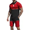 Trainingsanzüge Herren-Poloshirt-Shorts, 2-teilig, Luxusmarke, lässig, mit Reißverschluss, Revers, T-Shirt, kurzärmelig, Leichtathletik-Anzug, Herren-Jogging-Set P230603