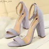 BIGTREE Shoes Heeled Sandals Women 9.5 Cm High Heels Pu Leather Women Shoes Block Heels Summer Sandals Lady Party Shoes Size 43 L230518