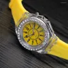 Wristwatches Fashion Colorful Glowing Women's Pointer Watch With Rhinestone Silicone Strap Y2K Youth Trendy Cool Accessories Wholesale