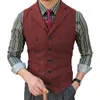 Jackets Men's Vest Slim Fit Suits Vest Herringbone Tweed Notch Lapel Wool Business Casual Waistcoat Grossmen for Wedding