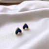 Charme nouveau à la mode bleu coeur boucles d'oreilles pour les femmes élégant brillant strass amour goutte mariée mariage bijoux R230603