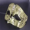 Party Masks Sexig ansiktsmask 1 Set Gold Phantom Crown Set Birthday Wedding Costume Dress Party Ball Metal Venetian Men Women Mask SE230Q