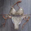 Damen-Bademode, fester Bikini, sexy Badeanzug, Neckholder-Bademode, Badeanzug, Damen-Bling-Pailletten-Bikini-Set, Strandkleidung, Dropshipping, Monokini, Glitzer, J230603