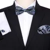 Bow Ties Bowtie Pocket Square Cufflinks 3pcs Set Fit Business Gift Wedding Red Blue Beige Tie With Handkerchief Suit Cravats