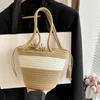 Designerväska modevävd kvinnors lilla väska sommar bomull rep handgjorda vinrankor stor kapacitet korg shopping crossbody