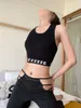 Womens Crop Top Knits Tee Designer Regatas Mulheres Roupas Moda Carta Imprimir Verão Sem Mangas Pulôver Colete Casual Camis Sexy Streetwear K6Fn #