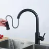 Kitchen Faucets Gold Black Faucet Pull Out Single Hole Handle Swivel 360 Sink Water Mixer Tap Bathroom Accessories Shower Stream Sprayer