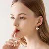 Boucles d'oreilles à tige en cristal scintillant coeur demi-cerceau pour femmes petite serrure clé oreille bijoux avec zircon cubique brillant