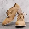 Summer Vintage London Brogue Shoes Women Lace Up Sandal Chunky High Heels Cut-Outs Female Casual Plus Size 35-43 Woman Shoe L230518