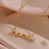 Mothers Day Gift Idea AAA Zircon Mama Necklace Tarnish Free PVD Gold Plated Stainless Steel Necklace