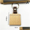 Key Rings Simple Style Wooden Keychain Men Personalise Diy Blank Mti Shaped Pendant Leather Kay Chain Handmade Jewelry Gifts Drop Del Dhha8