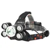 Powerful 5LED XML T6 running Headlamp 8000 Lumens 4 mode Zoomable Headlight Rechargeable battery Head Lamp flashlight bright beam zoom headlight Alkingline