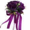 Dekorativa blommor Brug Royal Deep Pink Wedding Bouquet Handhållen Flower Mori Hand