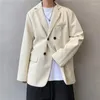 Costumes pour hommes Beige noir Blazer hommes mode société hommes robe veste Streetwear coréen lâche costume décontracté bureau formel