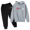 Giyim Setleri 2023 Marka Spor Giyim Tuzak Baskılı Spor Giyim Çocuklar İçin Sıcak İki Parça Takım Sweatshirt Pantolon Jogging 230603