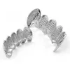 Hip Hop Vollzirkon-Zahnspange Zahnzähne Grillz Gold Silber Grills Zähne Set Modeschmuck Hohe Qualität Acht 8 Top Zahn Sechs 6 Unten Halloween-Schmuck 1261