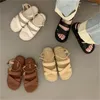 Sandalen Crossover Riem Damesschoenen Enkelbandje Platte Hakken Effen Ronde Neus Dames Gesp Zapatos De Mujer Sexy vrouwelijke Sandalias