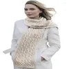 Scarves Irish Traditional Scarf Cold Weather Knit Wrap For Women Premium Soft Merino Wool Made In Ireland | Natural White