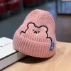 Bérets dessin animé ours tricoté bébé chapeau Animal broderie hiver enfants filles garçons enfant en bas âge infantile casquette doux chaud mode Beanie Bonnet Gorras