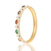 Bangle Vintage Classic Wide Armband Bangles for Women Trend Luxury Colorful Zircon Inlay Bacelets Fashion Gold Jewelry Accessories 1pc