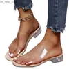 Sandalias de moda de verano para mujer, zapatos de playa de lujo para mujer, sandalias transparentes, tacones altos cómodos para mujer, tacón medio transparente, nuevo L230518