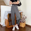 Capris Lucyfer moda luźna szeroka legalna elastyczna wysoka talia zestaw do damskiej odzieży ulicznej retro solidne spodnie pałacowe p230602