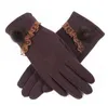 Dames fleece Handschoenen Winter Warm Touch Screen strikken kant Handschoen Rijden Rijhandschoenen meisje Elastisch Katoen Sport vijf Vinger Handschoenen