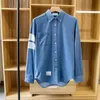 Mody T-shirty Mężczyźni 2024S Pure It-Thom Brown Long Rleeve Shirt M-4xl LOOPBACK Inżynieria letnia zużycie Stripe Bluza Załóż pul.