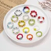Klusterringar koreanska färgglada boho chic fröpärlor finger för kvinnor smycken mode blommor kristall pärlstav y2k gåva