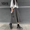 Dresses Haruku Streetwear Gothic Cargo Skirts Women 2021 Black High Waist Aline Skirt Casual Vintage Midi Skirt Female Streetwear