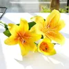 Decorative Flowers Artificial Flower Lily 3 Heads Real Touch European Style Fake Bride Bouquet Wedding Party Home Garden Decoration Gift