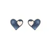 S3734 Fashion Two Wear Blue Monamel Heart Stud أقراط للنساء S925 Silver Post Love Hearts أقراط