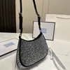 Sacolas femininas de designer Cleo bolsas de ombro com cristais enfeitadas de cetim bolsas femininas 2023 moda bolsas nas axilas