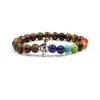 Perlen 8 Farben 8 mm farbige Chakras Natursteinperlen Armbänder Musiknote Charms Armband Liebhaber Strench Yoga Schmuck Drop Delive Dh6I8