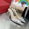 Brand summer V designer sandals women's high heels pointed toe shallow mouth genuine leather stiletto wedding banquet pointed toe 4cm 6cm 8cm 10cm dust bag 34-44