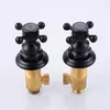 Bathroom Sink Faucets Oil Rubbed Black Antique Brass Faucet Deck Mounted Dual Handle Basin Tap B-8025H