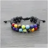 Perlen 7 Chakra ätherisches Öl Diffusor Armbänder 8 mm Yoga Perlen Vulkanstein Doppel Armband verstellbare Armreif Schmuck Geschenk Drop De Dhtd3