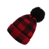 Winter warm knitted beanies hat parent-children pom pom ball hats XMAS decoration santa knit cap fashion mom kids gift faux fur pompom bobble beanis caps Alkingline