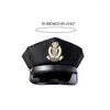 Berets Captain Hats Adjustable Navy Sailor Ship Hat For Adults Gift Skippers Boats Cosplays Party Costume Black