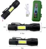 Leistungsstarke wiederaufladbare Taschenlampen mit integriertem Akku, wasserdichte Taschenlampe, 2000 lm, USB-Lade-Taschenlampe, COB Q5, Camping, Wandern, Jagd, Taschenlampe