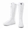 2023 Nuovi stivali stile PUNK EMO Gothic Donna Scarpe da ragazza Zip Lace Up Rock Boot Canvas Sneaker Ginocchio bianco nero Alto stile classico per scarpe da ragazza