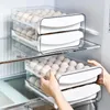 Bouteilles De Stockage 40 Lattice Egg Tiroir Réfrigérateur Organisateur Titulaire Double Couche Boîte Transparente Cuisine Réfrigérateur Canard Poulets Oeufs Plateau