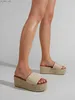 Kvinnor Sandaler Espadrille Platform Shoes Wedge Fashion Open Toe Straw Summer Slipper Comfy Casual 2023 Ny utanför L230518